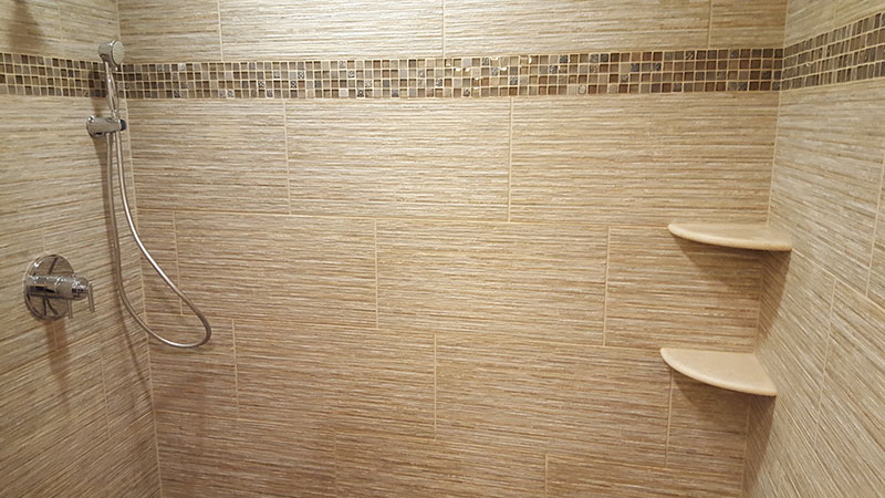 Gorgeous Travertine Corner Shower Shelf - Easy Install - GoShelf™