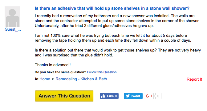 stone shower shelf