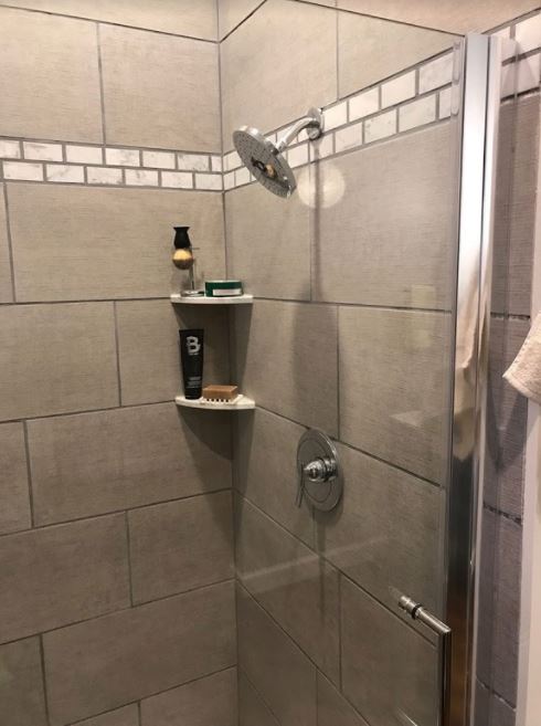 in-wall shower shelf