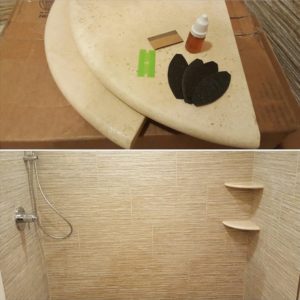 permanent shower shelves