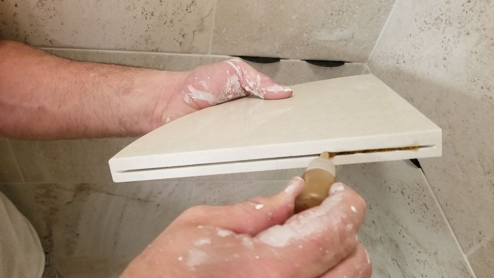 Gorgeous Travertine Corner Shower Shelf - Easy Install - GoShelf™