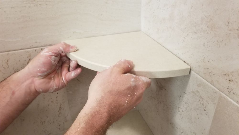 Gorgeous Travertine Corner Shower Shelf - Easy Install - GoShelf™